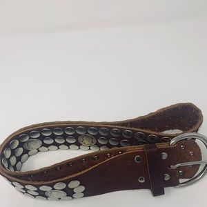 Brown Coin Faux Leather Belt Napoleon Emperor